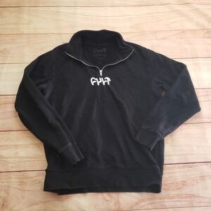 Cult Quarter Zip Sweatshirt Mens Size Medium Black Embroidered‎ Logo Pullover